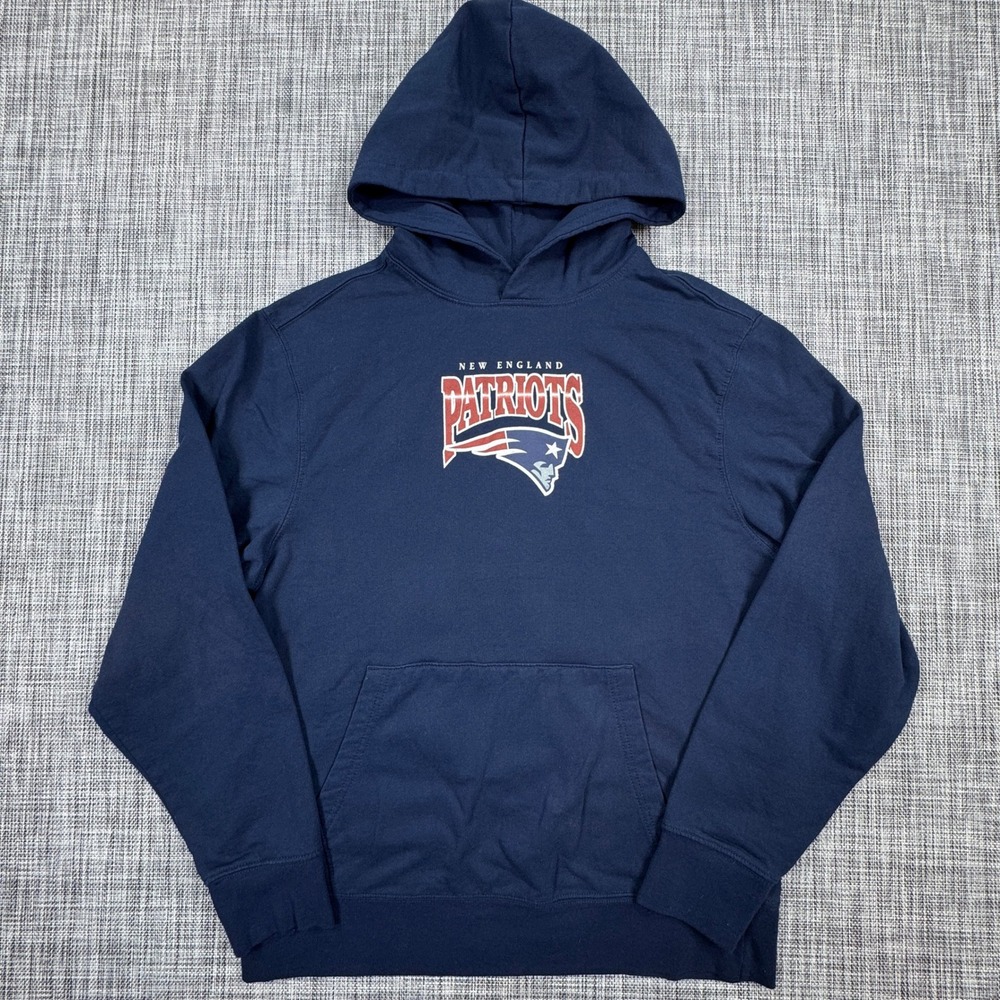 NFL Team Apparel New England Patriots Mens Medium Navy Graphic Pullover Hoodie